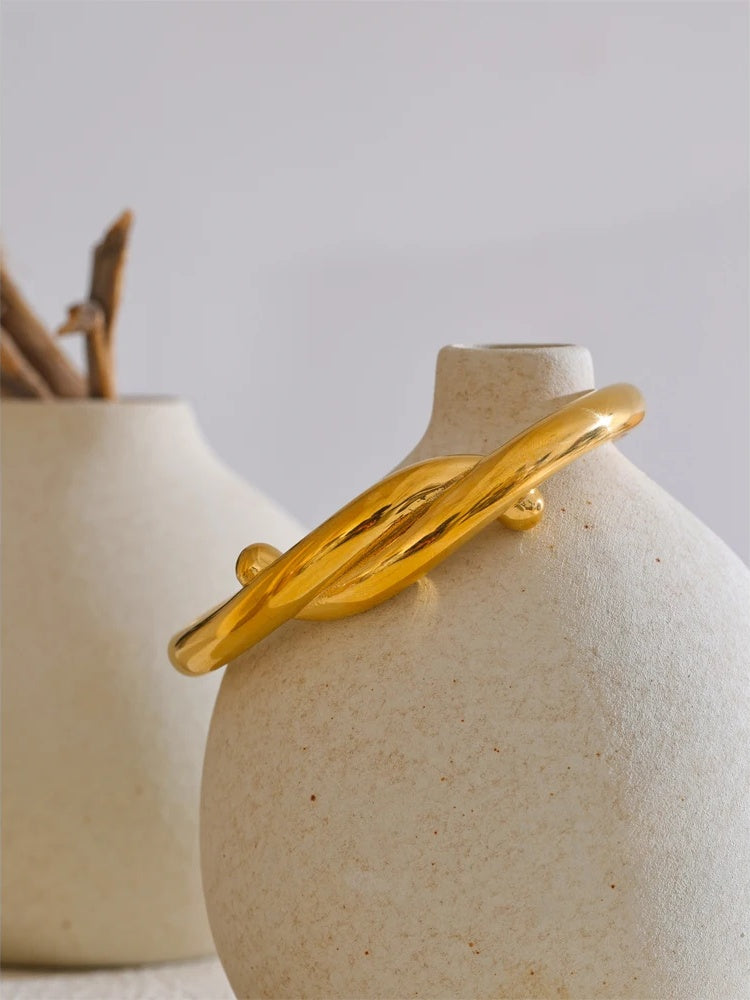 Heavy personalized metal knot cuff bracelet - product image