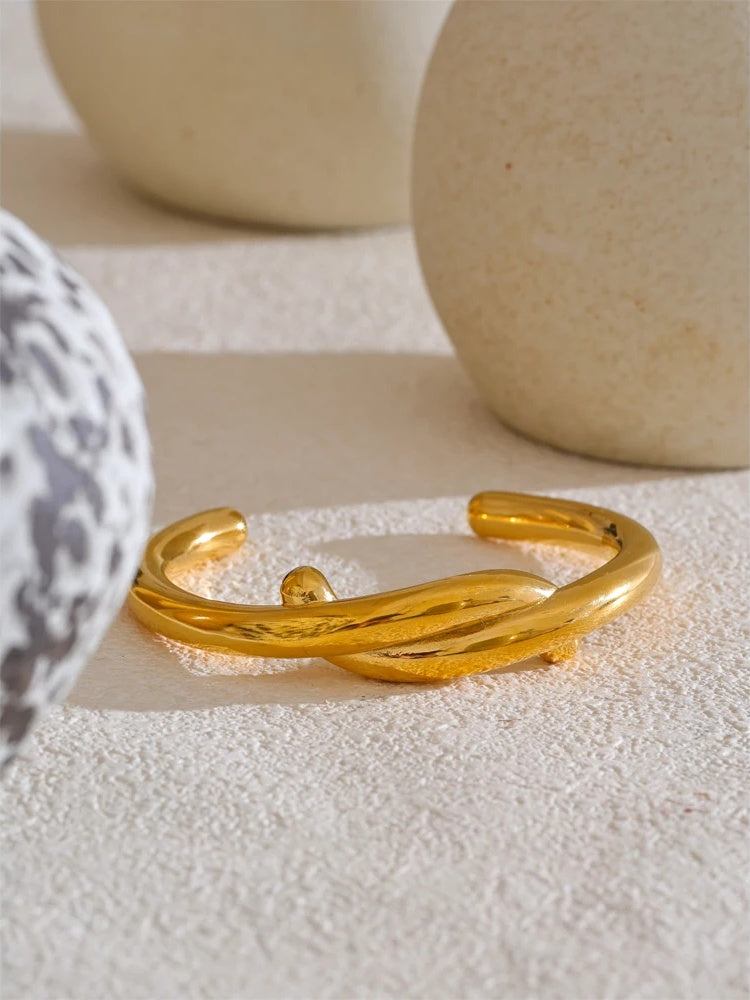 Heavy personalized metal knot cuff bracelet - product image