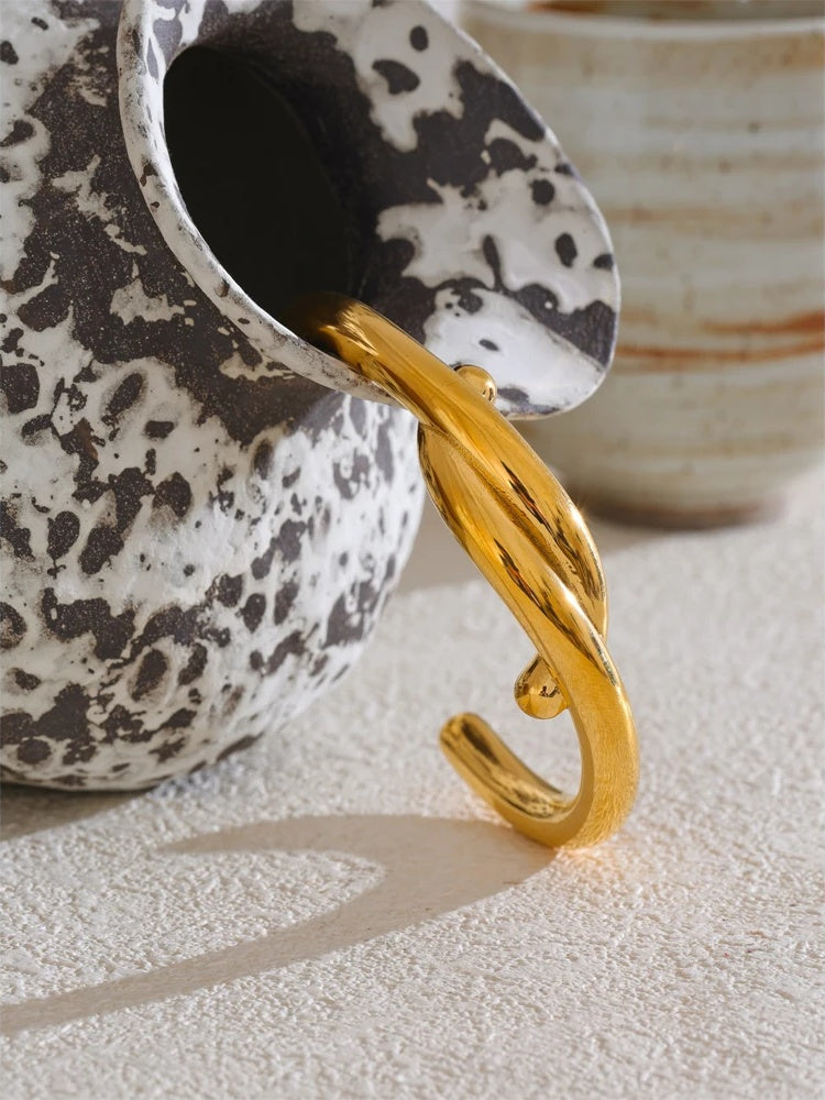 Heavy personalized metal knot cuff bracelet - product image