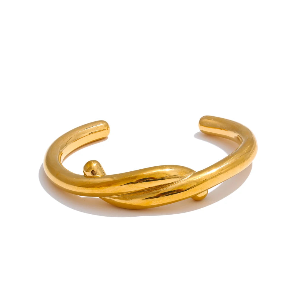 Heavy personalized metal knot cuff bracelet - product image