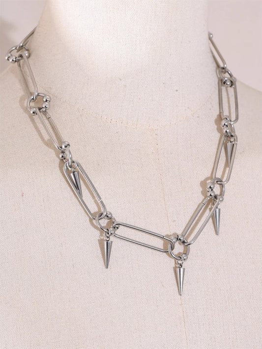 Hip hop rivet drop chain vintage gothic necklace - product image