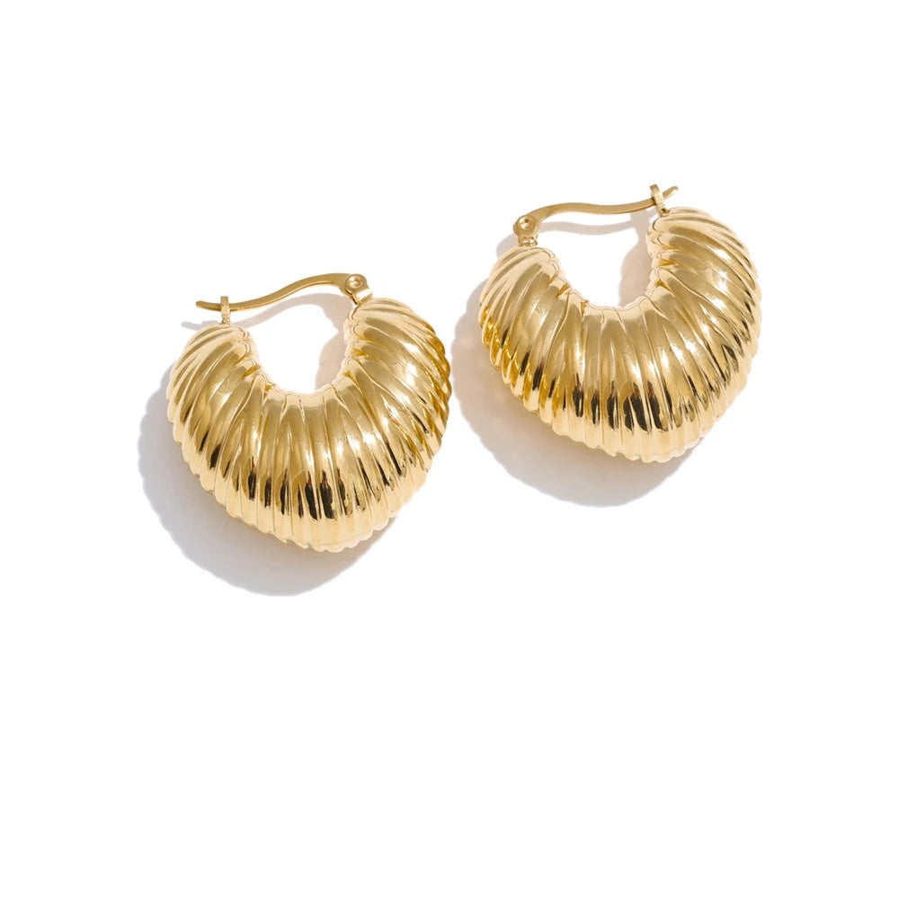Hollow chunky metal hoop earrings - product image