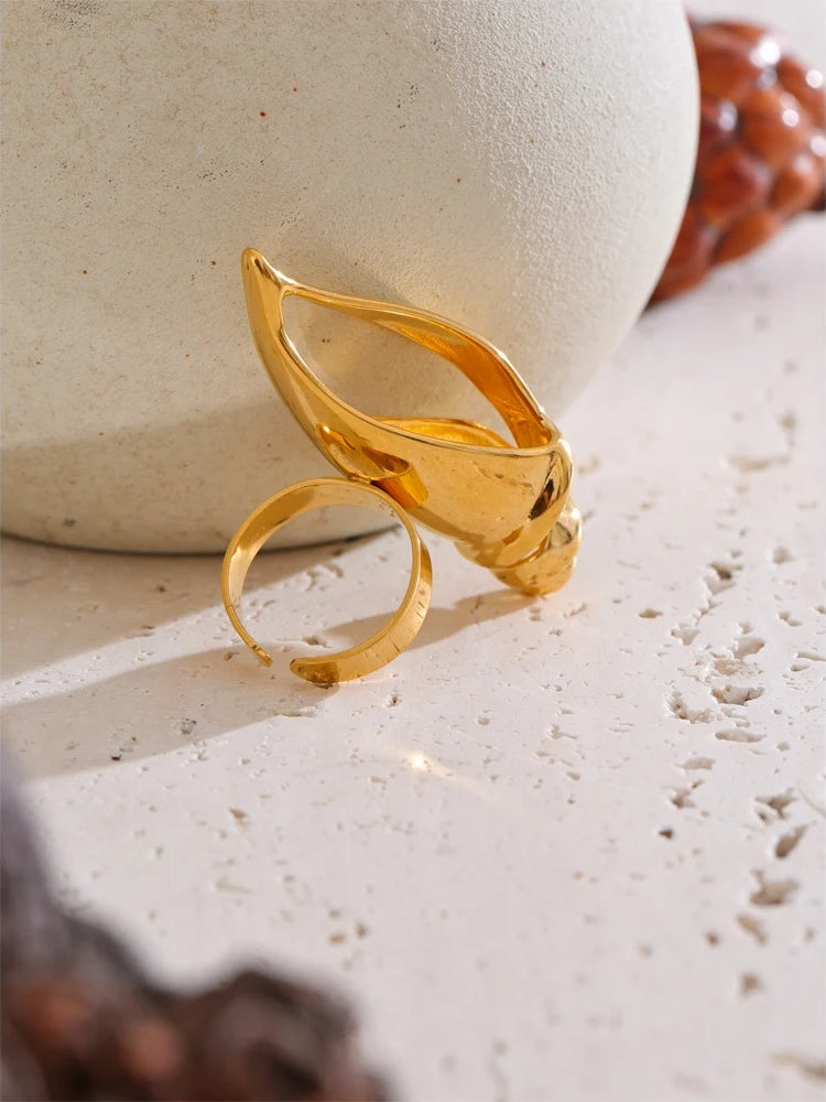 Hollow conch open adjustable ring - product image