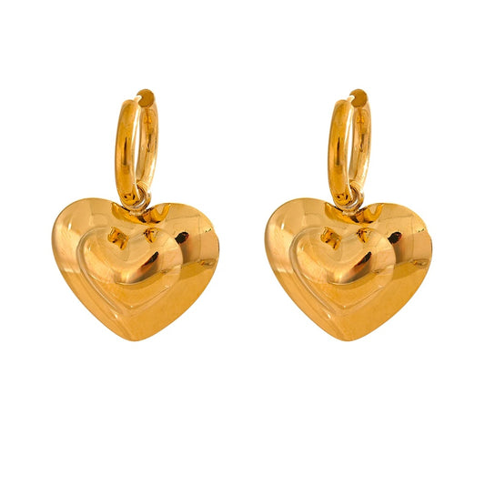 Hollow heart love drop dangle hoop earrings - product image