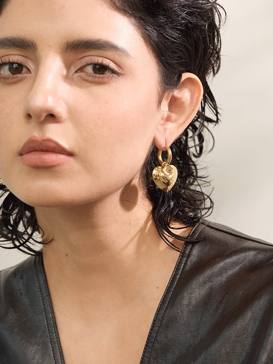 Hollow heart love drop dangle hoop earrings - product image