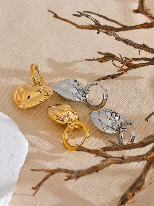 Hollow heart love drop dangle hoop earrings - product image