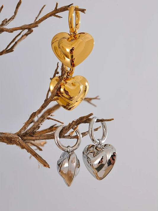 Hollow heart love drop dangle hoop earrings - product image