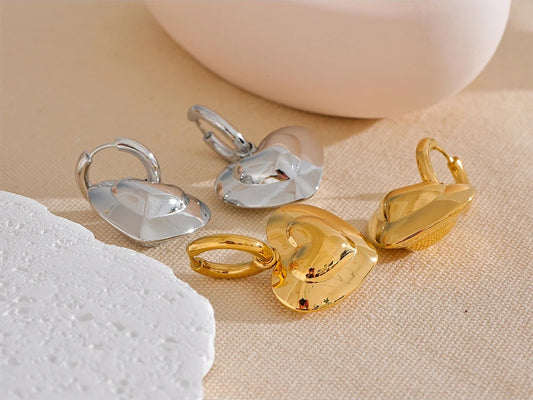 Hollow heart love drop dangle hoop earrings - product image