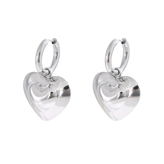 Hollow heart love drop dangle hoop earrings - product image