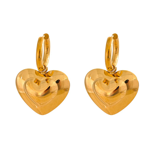 Hollow heart love drop dangle hoop earrings - product image