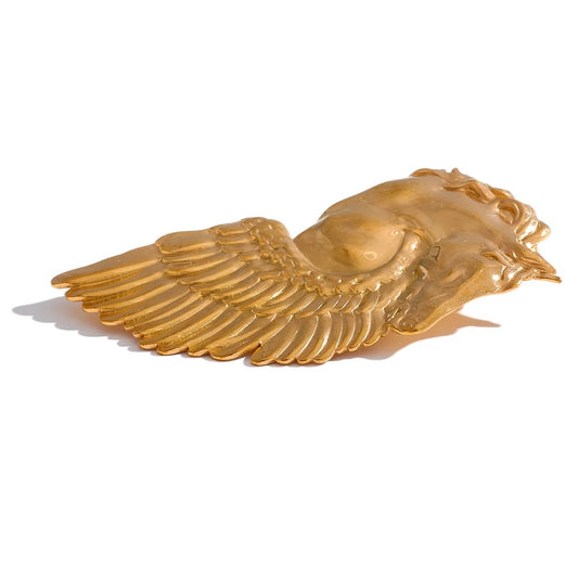Horse wing golden abstract brooches - product image