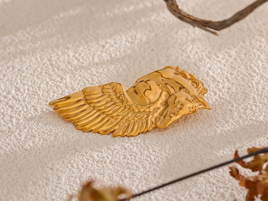 Horse wing golden abstract brooches - product image