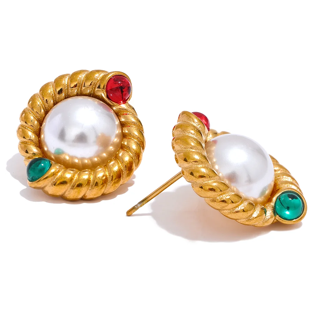 Imitation pearl minimalist stud earrings women - product image