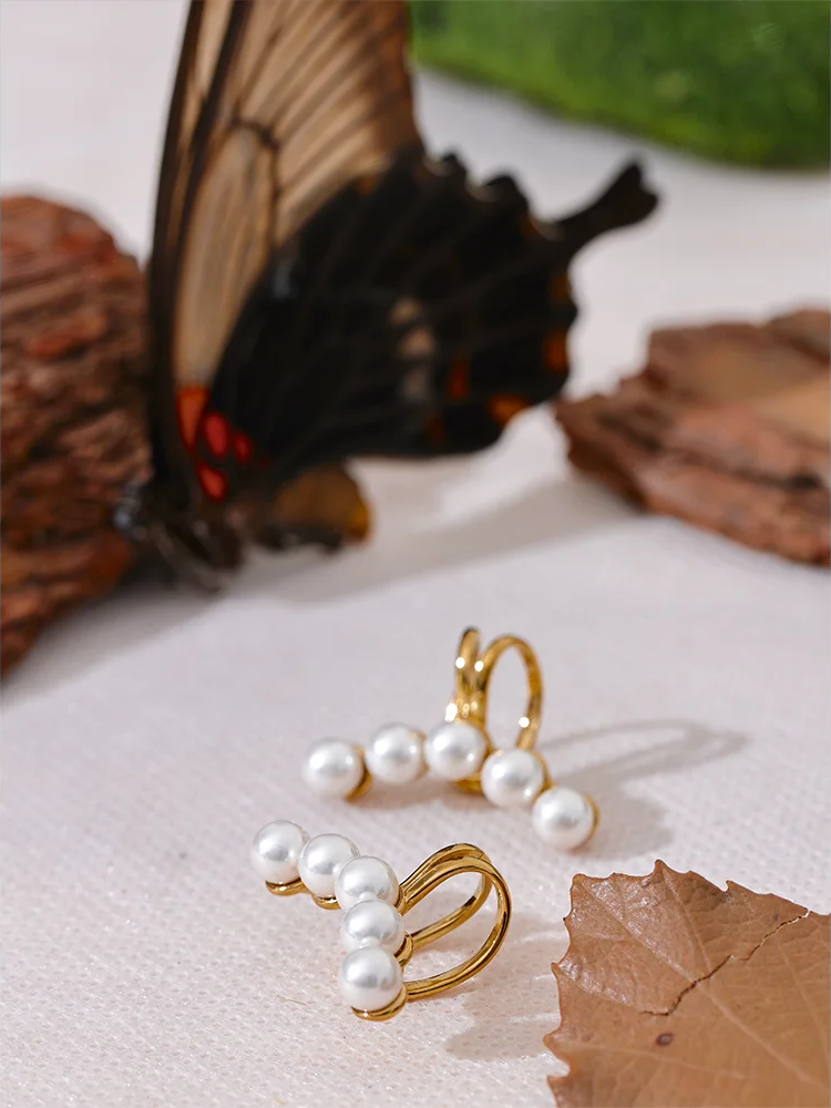 Imitation pearls adjustable ear clip earrings women - product image