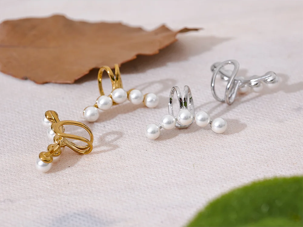 Imitation pearls adjustable ear clip earrings women - product image