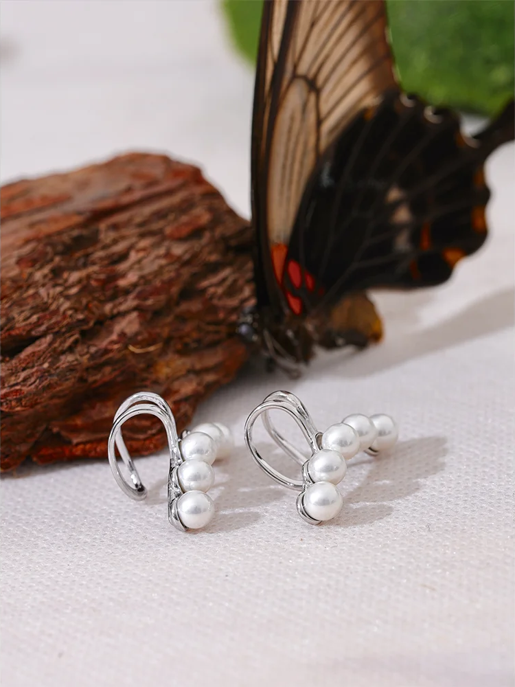 Imitation pearls adjustable ear clip earrings women - product image
