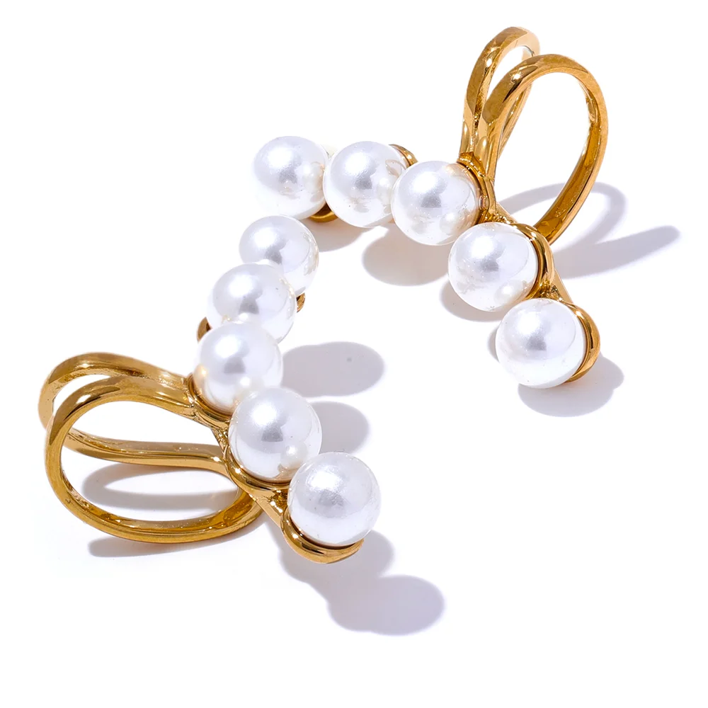 Imitation pearls adjustable ear clip earrings women - product image