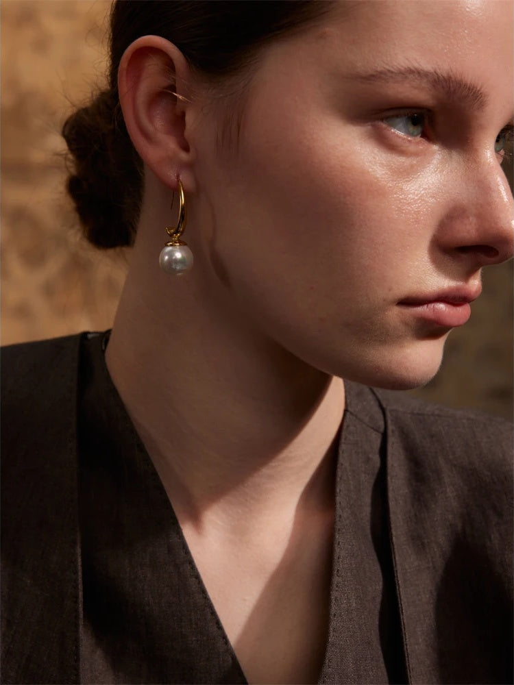 Imitation pearls classic temperament hoop earrings - product image