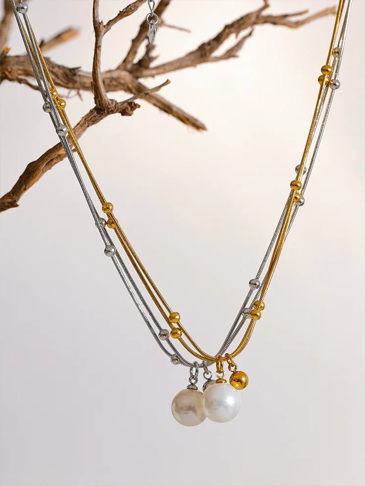 Imitation pearls round beads necklace - product image