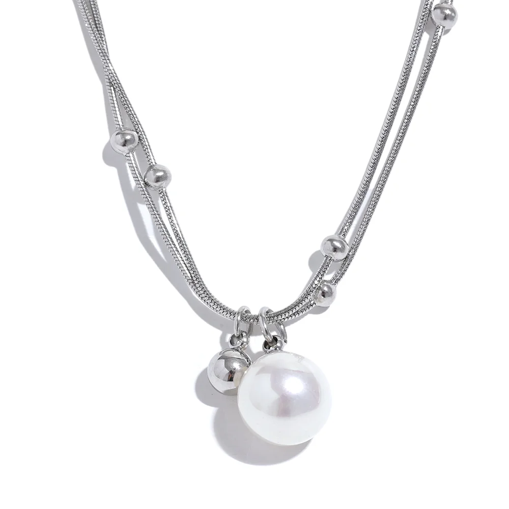 Imitation pearls round beads necklace - product image