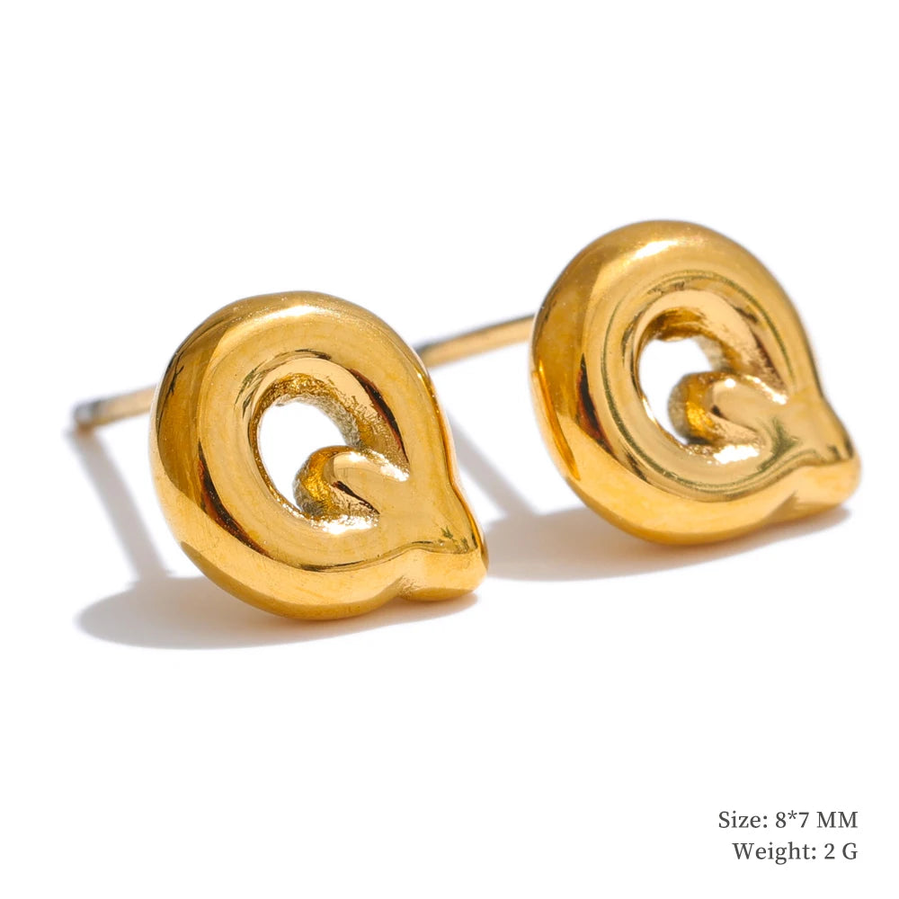 Initial letter a-z gold color stud earrings - product image