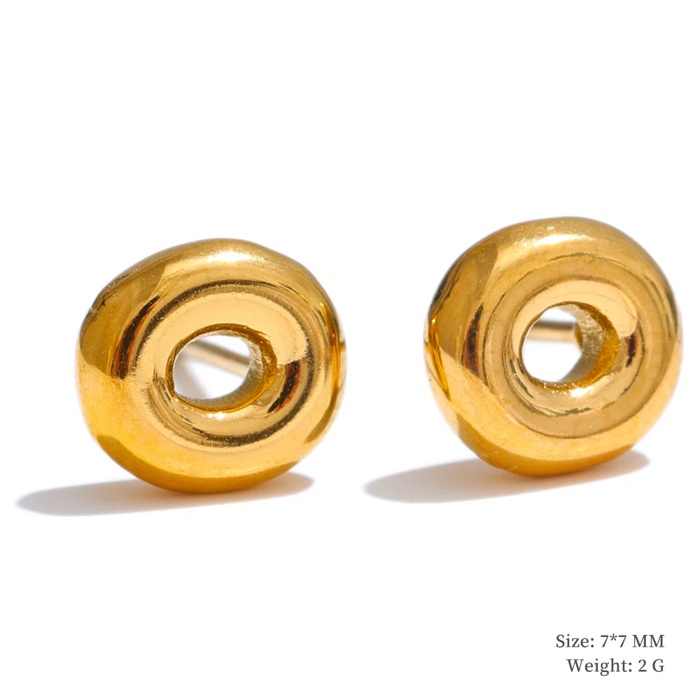 Initial letter a-z gold color stud earrings - product image