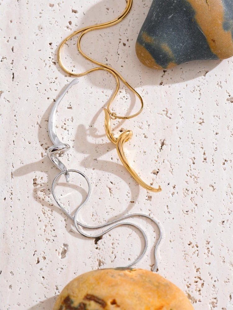 Irregular abstract pendant necklace water resistant - product image
