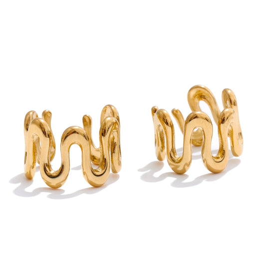 Irregular adjustable ear bone clip earrings - product image