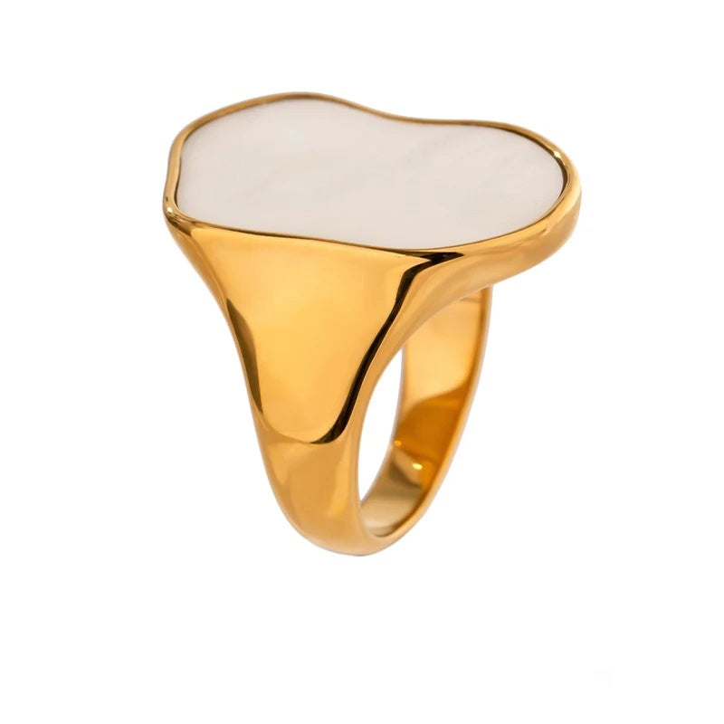 Irregular natural shell vintage minimalist ring - product image