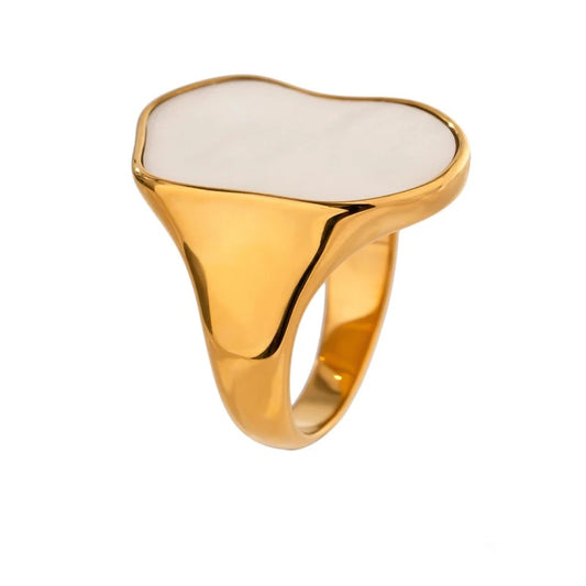 Irregular natural shell vintage minimalist ring - product image