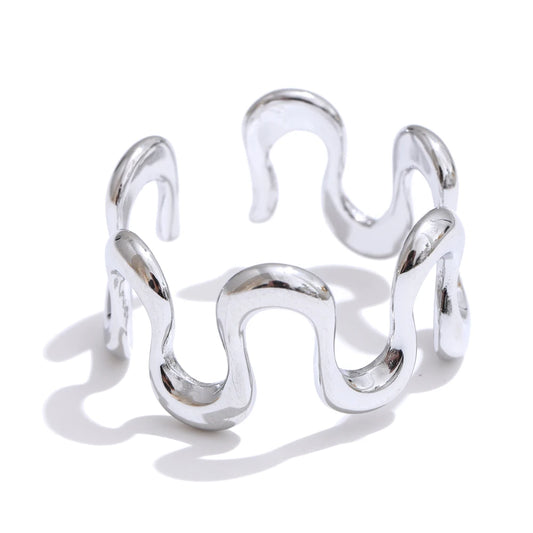 Irregular open adjustable rust proof women's ring - product image