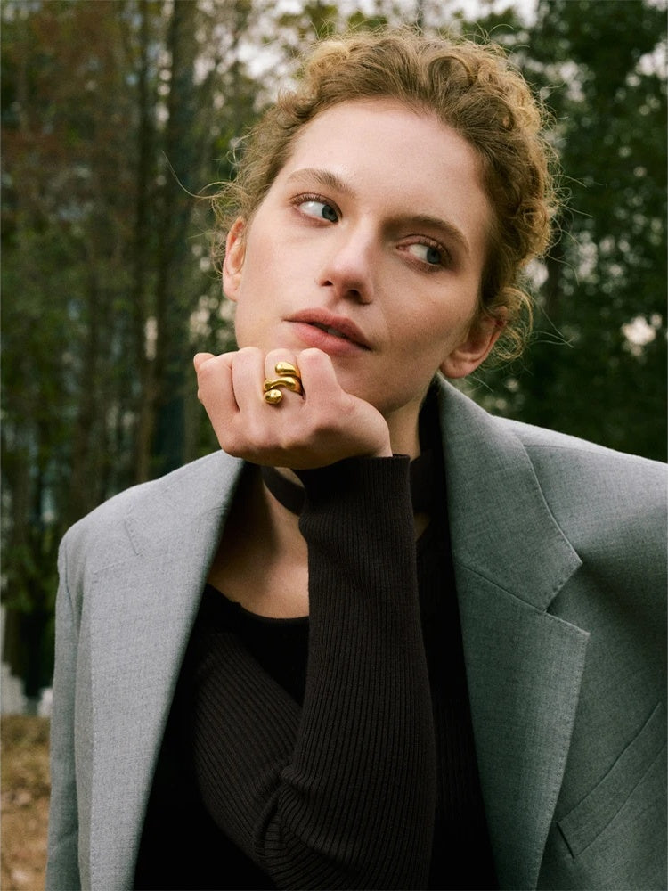 Irregular unique texture stylish women's modern ring - product image