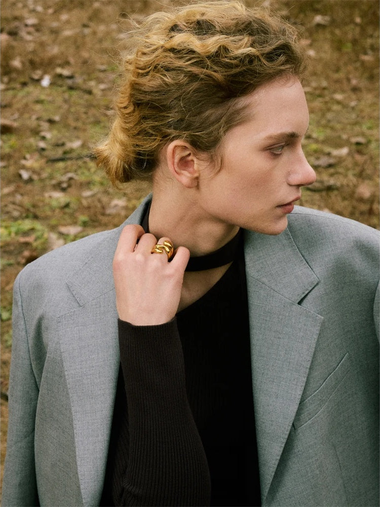 Irregular unique texture stylish women's modern ring - product image