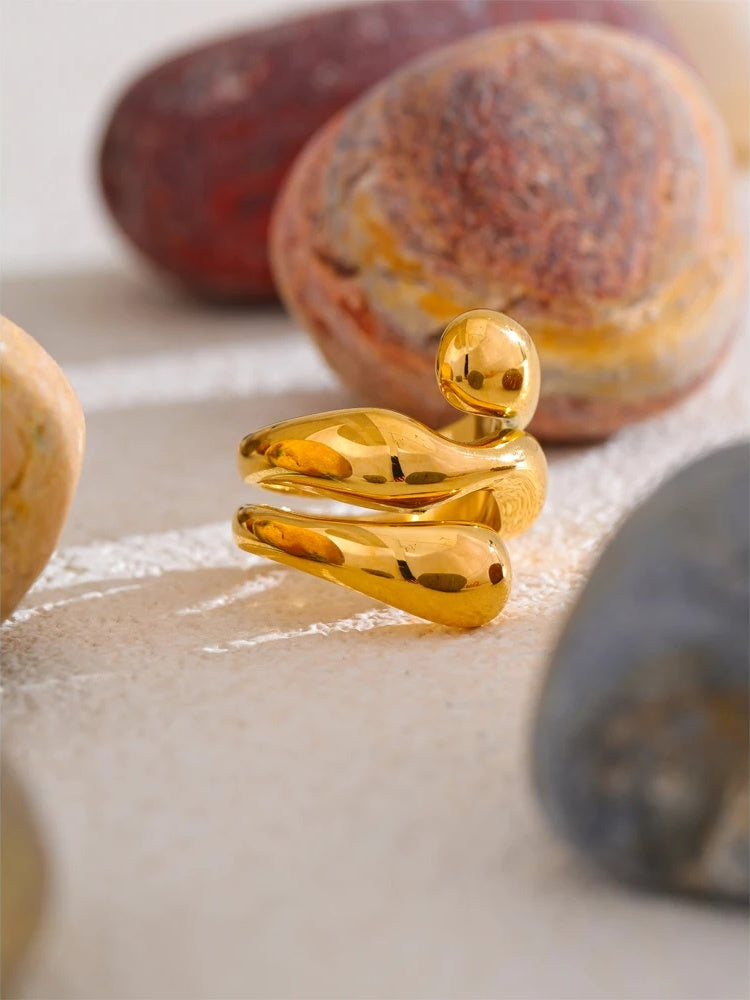Irregular unique texture stylish women's modern ring - product image
