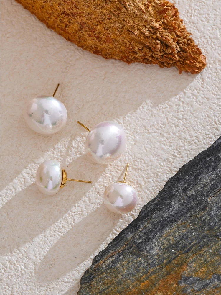 Korean style simulated pearls round stud earrings - product image