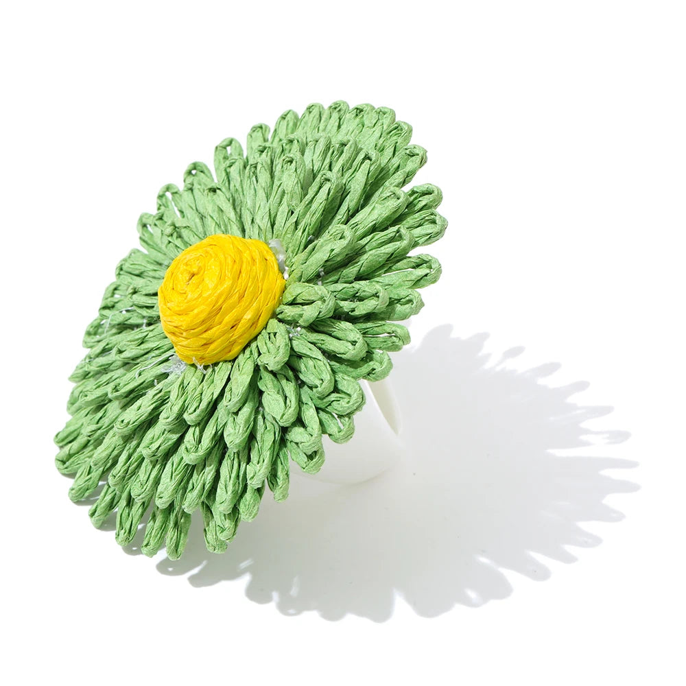 Lafite grass resin flower y2k fashion ring - product image