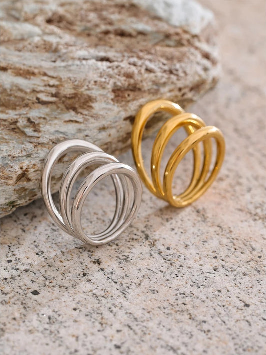 Layered abstract finger ring adjustable - product image