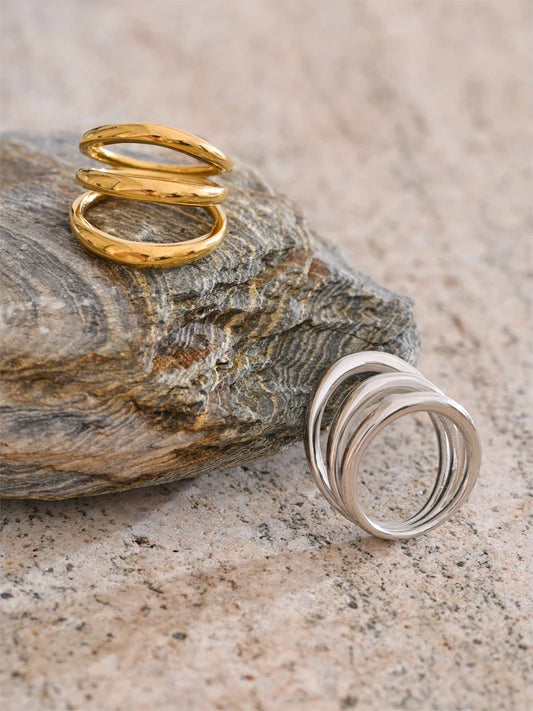 Layered abstract finger ring adjustable - product image