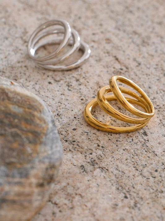 Layered abstract finger ring adjustable - product image