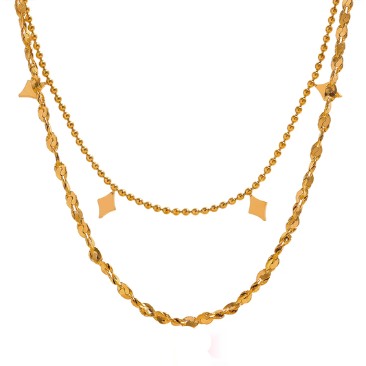 Layered link chain gold color thin necklace - product image