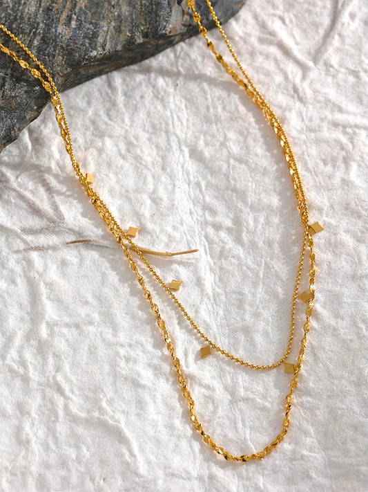 Layered link chain gold color thin necklace - product image