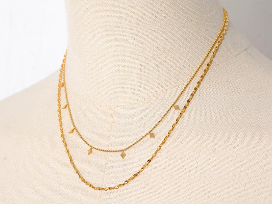 Layered link chain gold color thin necklace - product image
