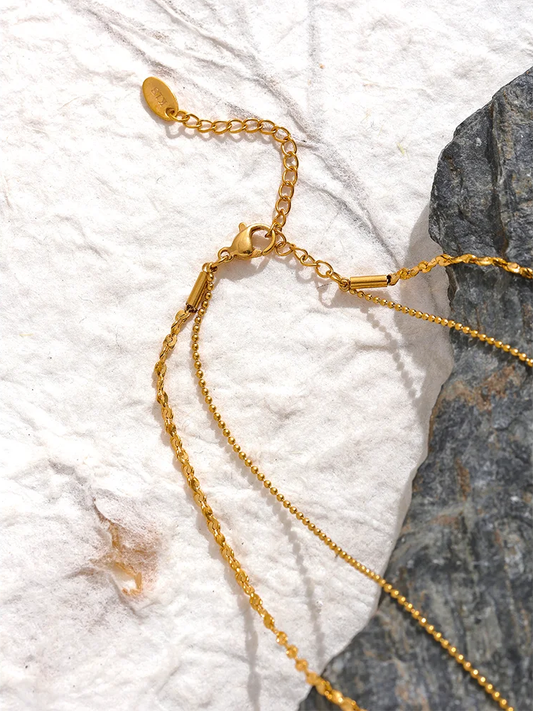 Layered link chain gold color thin necklace - product image