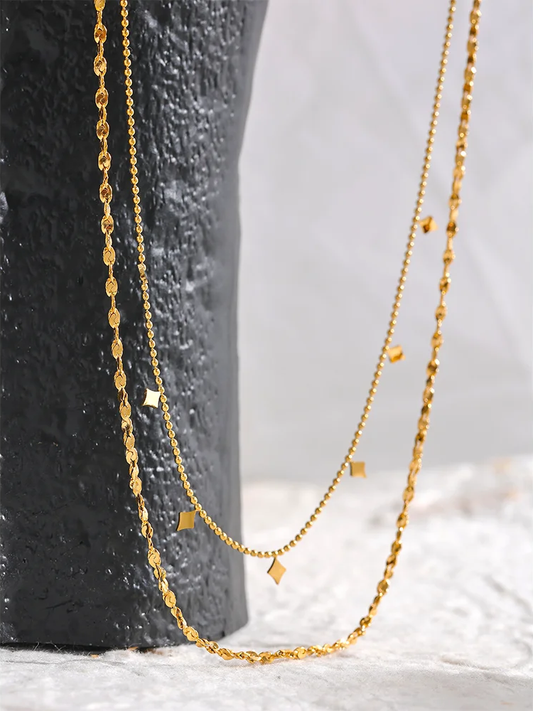 Layered link chain gold color thin necklace - product image