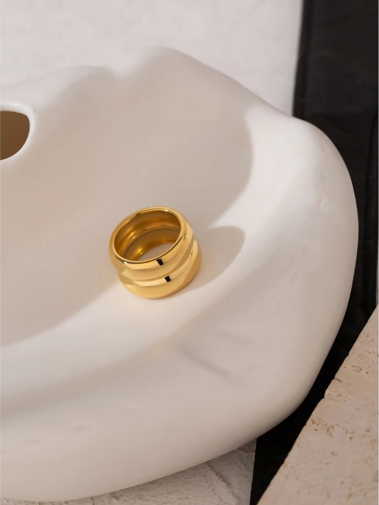 Layered metal texture simple finger ring - product image