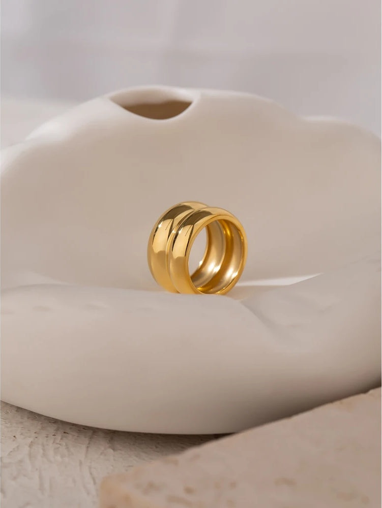 Layered metal texture simple finger ring - product image