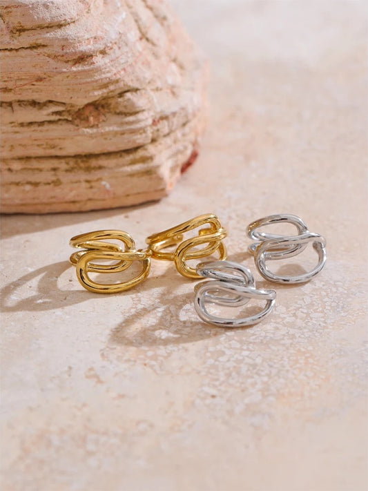 Layered minimalist ear bone adjustable clip earrings - product image