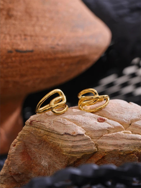 Layered minimalist ear bone adjustable clip earrings - product image