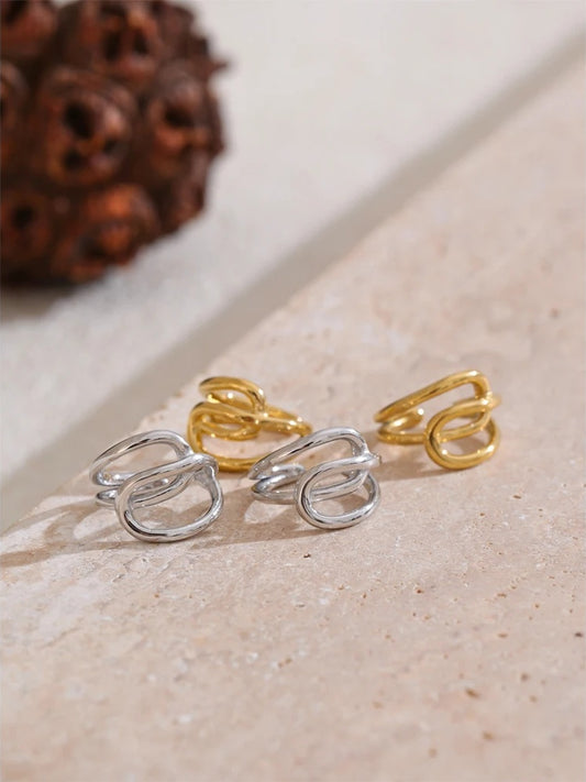 Layered minimalist ear bone adjustable clip earrings - product image