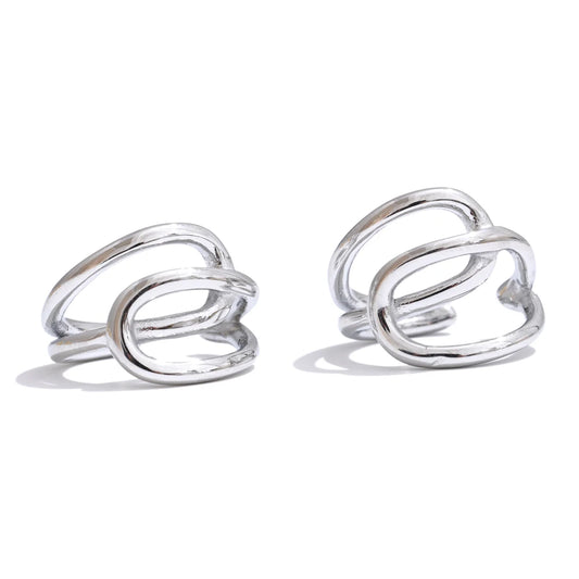 Layered minimalist ear bone adjustable clip earrings - product image